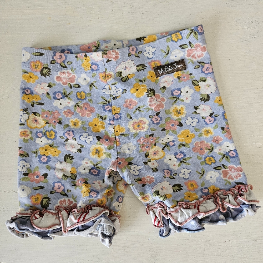 Matilda Jane Heart to Heart Botanical Blue Floral Shorties Shorts Size 6